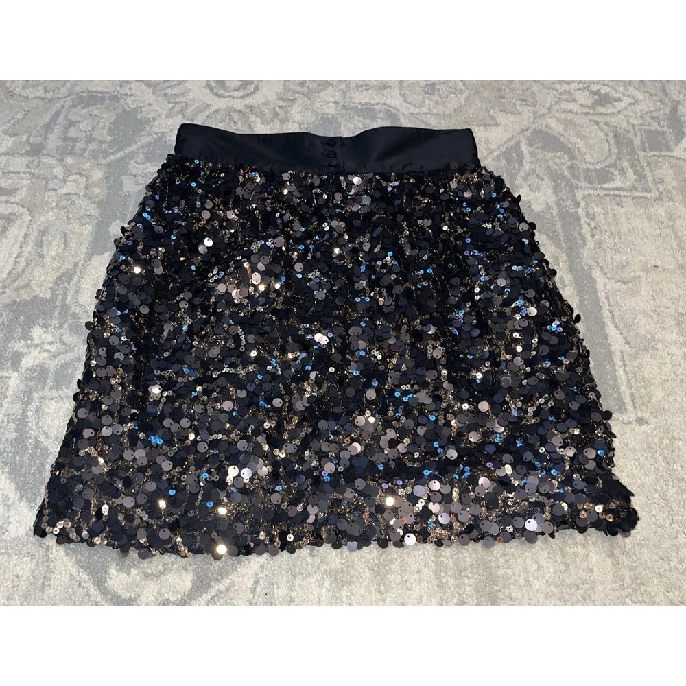 MM Couture Miss Me Skirt Womens Size Medium Black Copper Sequins Party